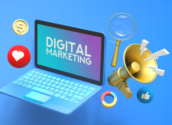 Digital Marketing Social Media Megaphone Concept
